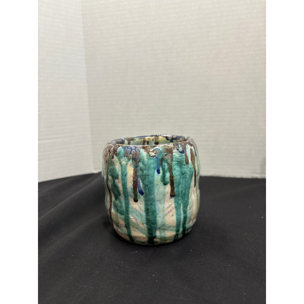 Handmade Pottery Cup Ceramic Glazed Drip Effect Mottled‎ Unique Decorative Small